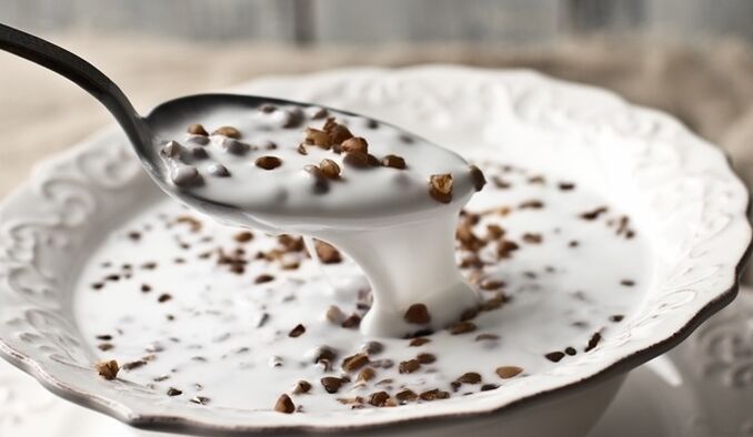 Buckwheat immersed in kefir